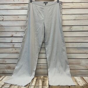 Eileen Fisher Gray Linen Blend Wide Leg Pants Minimalist Quiet Luxury Sz 10